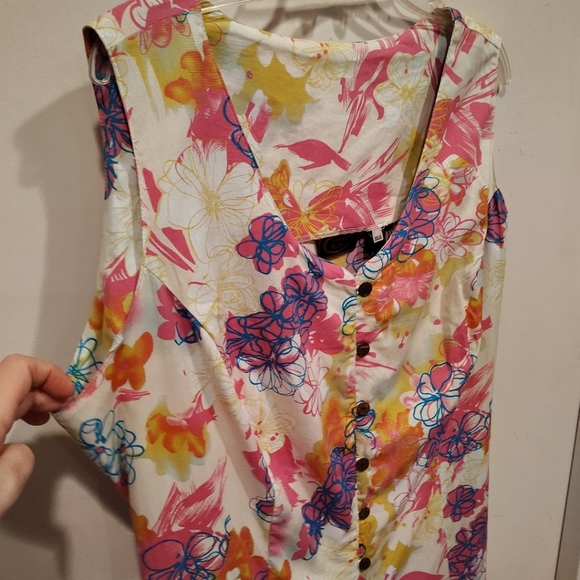 Tiki Palm NWT Colorful Floral Button Down Sleeveless Dress Sz XXL Resortwear - Picture 5 of 6